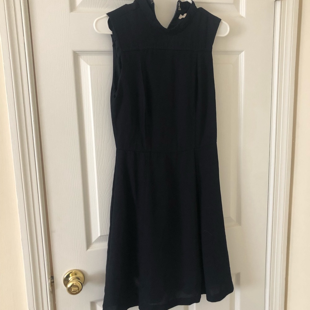 Navy blue high neck dress
